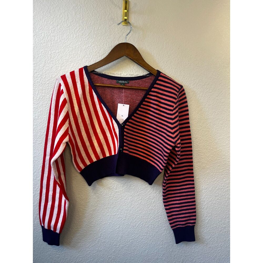 Wild Fable Split Stripe Cropped Cardigan - Size XL - NWT